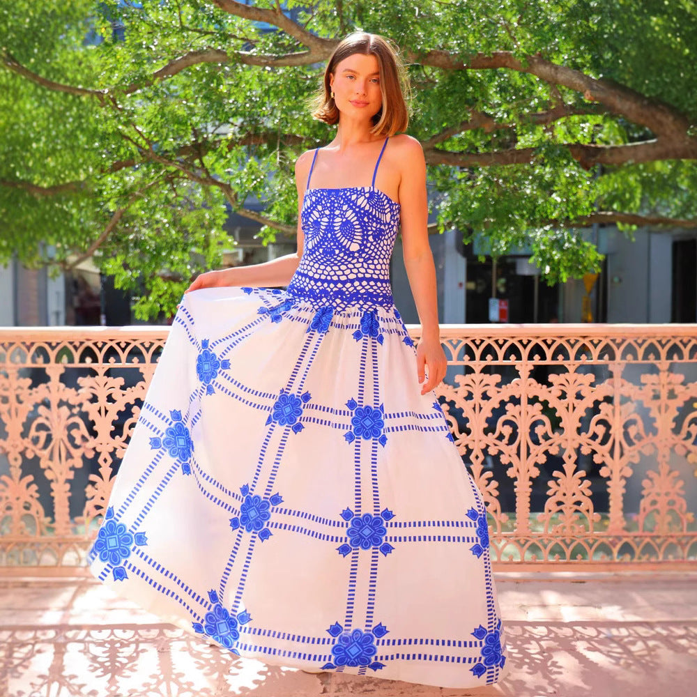 Summer Women Clothing Printed Strap Lace Dress Bella Mia